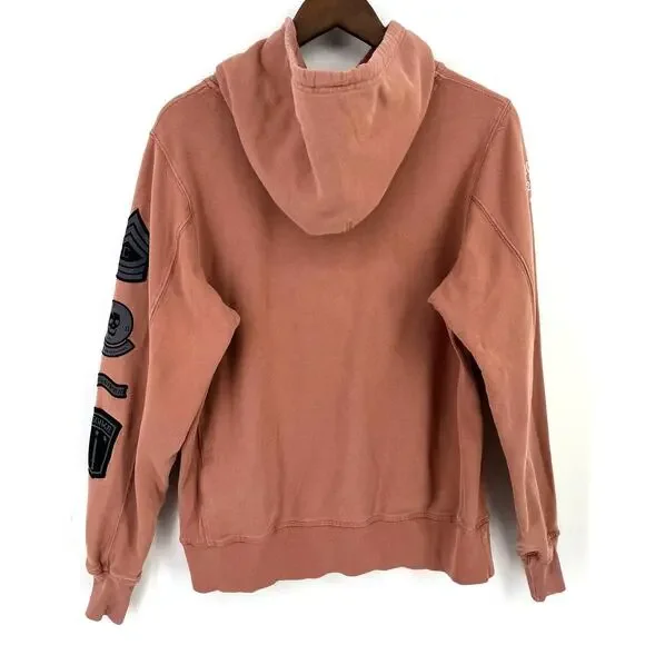 Civil Regime Eagle Dragon Military Styled Hoodie Mens Size Small Dusty Rose - Picture 6 of 8